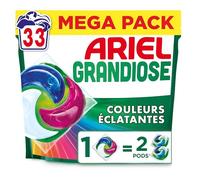 Ariel 4in1 PODS®, Capsules de détergent liquide pour le linge, 33 lavages, couleur, élimination impeccable des taches, efficace même à froid et en court