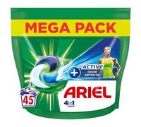 Ariel 4in1 PODS, Lessive Liquide En Capsules 45 Lavages, +Active Odor Defense, Touch Of Febreze, Une Odeur De Propreté 2x Plus Longue