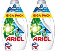 Ariel +Active Lessive Liquide, 70 Lavages (3.15L), Élimine les Odeurs de Transpiration Même Après 7 Jours avec la Technologie Febreze, Impeccable Même à Froid, Fabriqué en France (Lot de 2)