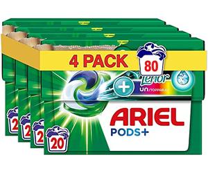 Ariel All-in-1 PODS, Lessive Liquide Tablettes/En Capsules 20 Lavages, +Unstoppables Touche de Lenor Couleur, Lavage en profondeur et plus de fraîcheur - lot de 4