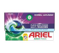 Ariel Allin1 PODS Lessive Liquide Capsules 19 Lavages Color+ Fleck-Weg-Power dès le 1er lavage, même à l'eau froide