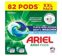 Ariel Allin1 PODS Lessive Liquide Capsules 82 Lavages Universal+ Power Détachable dès le 1er lavage, même à l'eau froide