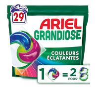Ariel Grandiose PODS Couleurs Éclatantes, 29 Lavages, Lessive Capsules 2X Action Détachante et Anti-Odeur, Efficace Même à Froid, Pour Couleurs Vives, Économisez 60% d'Électricité, Fabriquée en France