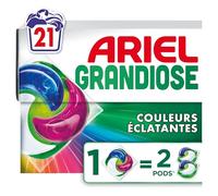 Ariel Grandiose PODS, Lessive Liquide En Capsules 21 Lavages, Couleurs Éclatantes 2 X Action Détachante et Anti-Odeur