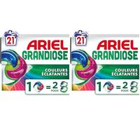 Ariel Grandiose PODS, Lessive Liquide En Capsules 21 Lavages, Couleurs Éclatantes 2 X Action Détachante et Anti-Odeur (Lot de 2)