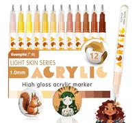 ARIEL-GXR 12 Feutre Acrylique, Marqueurs de Peinture Acrylique Skin Tone Color Series, Acrylic Paint Marker pour les Portraits d'enfants et d'adultes, Acrylic Marker pour Bois, Toile, Céramique