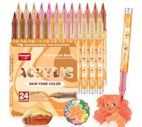 ARIEL-GXR 24 Feutre Acrylique, Marqueurs à Pinceau Acryliques Pointe pour les tons chair, Acrylic Paint Marker pour les Portraits d'enfants et d'adultes, Acrylique Verre pour Bois, Toile, Céramique