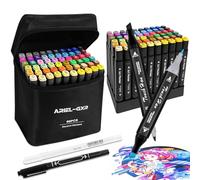 ARIEL-GXR 60 Couleurs Feutre a Alcool, 2 secondes feutres alcool, Feutres Coloriage Adulte avec Pochette de Transport et Espaceur, Marqueur Alcool Set pour Peinture, Griffonnages, Animation