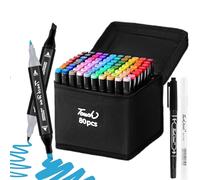 ARIEL-GXR Lot de 80 marqueurs de couleur, 2 secondes, à séchage rapide, marqueurs avec pointe double face, couleur d'encre vive, stylos avec sac de transport, dessin, manga