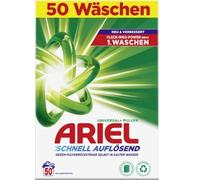 Ariel Lessive en poudre universelle à dissolution rapide + 3 kg, 50 lavages, excellente élimination des taches