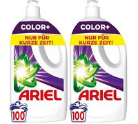 Ariel Lessive liquide, 100 lavages Color+, élimination puissante des taches en seulement 1 lavage, même en cycle de lavage à froid (Lot de 2)