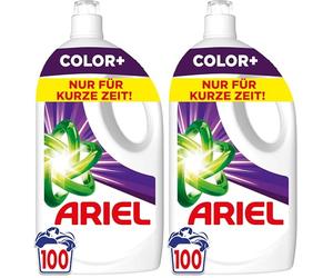 Ariel Lessive liquide, 100 lavages Color+, élimination puissante des taches en seulement 1 lavage, même en cycle de lavage à froid (Lot de 2)