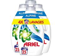 ARIEL Lessive Liquide, 25 Lavages, Alpine, Blancheur Améliorée Et Lavage Impeccable En Un Lavage A Basse Température 1320g ( lot de 4 )