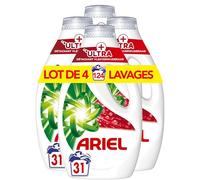 Ariel Lessive Liquide, 4 x 31 Lavages, +Ultra Détachant, Élimine Les Taches Incrustées, Même Après 7 Jours, Fabriqué En France
