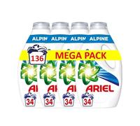 Ariel Lessive Liquide, 4 x 34 Lavages, Alpine, Impeccable Même En Cycle Court Et À Froid, Fabriqué en France