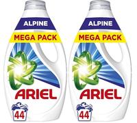 Ariel Lessive Liquide Alpine, 44 Lavages, Action Détachante en Un Seul Lavage, Fraîcheur Alpine Longue Durée, Formule Concentrée, Pré-traitement des Taches Efficace, Fabriqué en France (Lot de 2)