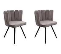 ARIEL Lot de 2 Chaises velours gris - Pieds métal