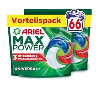 Ariel Max Power PODS Lot de 66 capsules de lessive liquide Universal+ avec 3 additifs de lavage intégrés