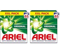Ariel Original, Lessive en Poudre, 65 Lavages (3.7kg), Action Détachante En 1 Seul Lavage, Dissolution Rapide Même à Froid, Fabriqué en France (Lot de 2)