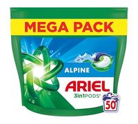 Ariel 3en1 PODS, Lessive Liquide En Capsules 50 Lavages, Alpine, Élimination Impeccable Des Taches En Un Seul Lavage, Dissolution Rapide Même À Froid