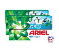 Ariel Pods® 4 en 1 Tablettes de Lessive, Fraîcheur Coton, 52 Doses (2 Paquets de 26 Doses)