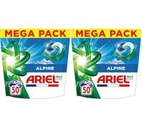 Ariel PODS 4en1, Lessive En Capsule, 50 Lavages, Alpine, Élimination Impeccable Des Tâches, Efficace Même A Froid Et En Cycle Court (Lot de 2)