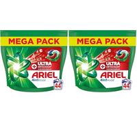 Ariel Pods 4en1 +Ultra Détachant, Lessive en Capsules, 44 Lavages, Élimine Même les Tâches Incrustées Depuis 7 Jours, Dissolution Rapide Même à Froid, Fabriqué en France (Lot de 2)