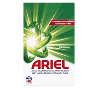 Ariel Lessive Poudre Dissolution Rapide 2.2kg, 40 Lavages, Original, Avec technologie anti-résidu, élimine les taches en 1 seul lavage