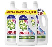 Ariel Professional Lessive Liquide, 330 Lavages (3 x 4.95L), Élimine Les Taches Incrustées, Lavage Professionnel dès le 1er Lavage, Nettoyage Impeccable Et Protection De La Couleur, Fabriqué En France