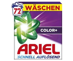 Ariel 's Poudre à dissolution rapide Color+, 72, 72 lavages, Color+, puissance tachée au 1er lavage, effet immédiat, même à l'eau froide