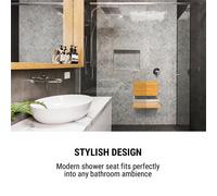 Arielle Deluxe Siège de douche pliable avec dossier bois & alu 160kg