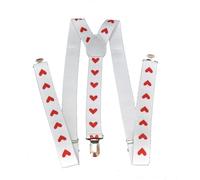 Aries Boutique (Blanc et rouge) Cœur d'amour, bretelles à pois, accessoires vestimentaires, bretelles élastiques, déguisement, unisexe universel., rouge, S