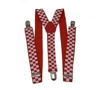 Aries Boutique (ROUGE) bretelles, accessoires vestimentaires, bretelles élastiques, rouge et blanc, déguisement, unisexe universel., rouge, S