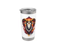 Aries Ram Zodiac Art - Fiery Neo-Traditional Illustration Gobelet isotherme en acier inoxydable double paroi
