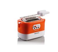 Ariete GAL-130292 159 Toastime Grille-Pain 2 tranches avec Pinces, tiroir ramasse miettes, Fonction décongélation et Chauffage, 9 Niveaux de dorure, Chauffe brioche, Acier Inoxydable, Blanc/Orange
