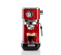 Ariete 1381 Machine à café avec manomètre, compatible avec café en poudre et dosettes ESE, 1300 W, capacité 1,1 L, 15 bar de pression, filtre ½ tasses, appareil Cappuccino, rouge