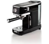 Ariete 1381 Machine à café avec manomètre, compatible avec le café en poudre et les dosettes ESE, 1300 W, capacité de 1,1 L, pression de 15 bar, filtre ½ tasse, dispositif Cappuccino, Noir