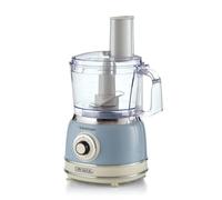 Ariete 1781 Robot de Cuisine Vintage, Hache, Pétrit, Tranche et Râpe, Lames Acier Inoxydable, 2 Vitesses+Pulse, pour Pain, Pizza, Desserts et pour Fouetter la Crème, Capacité 1,2L, 1000W, Bleu Ciel
