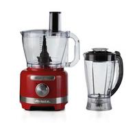 Ariete 1782 Gourmet Pro Moderna Robot culinaire, hachoir 3L, mixeur 2L, 2 niveaux de vitesse + impulsion, ensemble de couteaux + disque en acier inoxydable, accessoires pour presse-agrumes, rouge