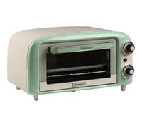 Ariete 3919 Four Électrique Vintage, Capacité 10L, Pour Cuire ou Réchauffer des Aliments, Température jusqu'à 230°, Minuterie 60 minutes, Grille en acier inoxydable, 800W, Double Verre, Vert
