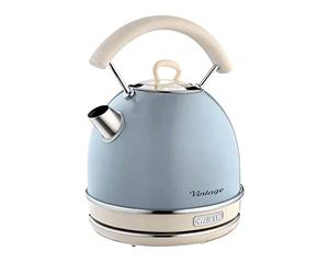 Ariete Bouilloire Vintage 2877, Bouilloire Électrique avec Niveau D'Eau Visible, Base Sans Fil 360°, Arrêt Automatique, Poignée Ergonomique, Capacité 1.7 L, Acier Inoxydable, 2000W, Bleu Clair