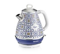 Ariete 2869 Bouilloire Électrique Capri 1.7L avec Filtre Amovible et Base Sans Fil 360°, Design Méditerranéen, Arrêt Automatique, Corps en Acier Inoxydable, 2000 W