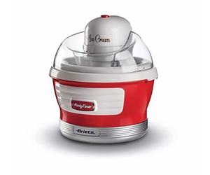 Ariete Machine à Glaces Party Time 643, Spatule à Mélanger, Couvercle pour Ajouter Des Éléments, Préparation en 30 Minutes, Capacité 1,5 L, 12W, Rouge
