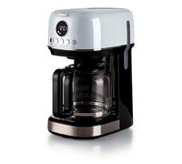 Ariete, Moderna 1396 Cafetière Filtre, Préparez Jusqu'à 15 Tasses de Café Américain, Carafe en Verre Trempé, Base Chauffante, Écran LCD, Filtres Amovibles et Lavables, Blanche