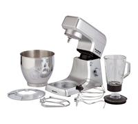 Ariete 1598 Pastamatic Gourmet Planetary, Pétrin avec Blender, Bol en Acier Inoxydable 7 L, Carafe en Verre 1,5 L, Fouet Électrique et Crochet, 1200 W, 6 Vitesses, Argent