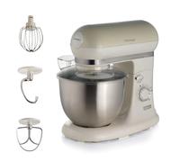 Ariete Pétrin Vintage 1588, Batteur Circulaire Pour Pain, Pizza, Gâteaux Et Pâtisseries, Hob, Fouet à Cœur Et Fouet à Fil Inclus, Capacité de 5,5 Litres, 7 Vitesses + Impulsion, 1200W, Beige