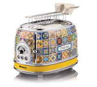 Ariete Toaster 155 Positano, Style Méditerranéen, 2 Fentes Larges, 6 Niveaux de Brunissement avec Ejection Automatique, Bac à miettes, Fonctions de Grillage, Chauffage et Décongélation, 810W