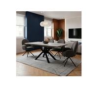 Table ext. en pierre blanche + 4 chaises pivotantes anthracitesw - ARIETTE