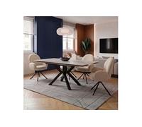 AltoBuy Table ext. en Pierre Blanche + 4 chaises pivotantes crème - Ariette