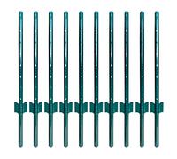 ARIFARO Lot de 10 Poteaux de Clôture en Métal Robuste de sans Creuser, Poteau en U pour Clôture Métallique, P[oteau en Acier pour Cour, Fil Extérieur (Vert, 3ft)
